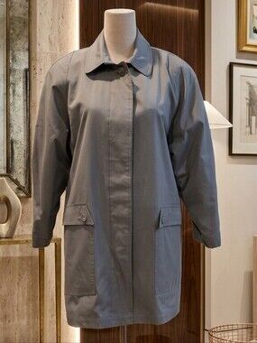 792 VTG Dry Dock by Serbin Blue Trench Coat Rain Jacket Plaid Zip Out Liner 8P